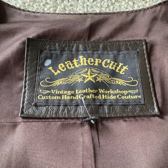 Leather Cult Custom Hand Crafted Hide Couture Brown Leather Vest – XL - Picture 2 of 10
